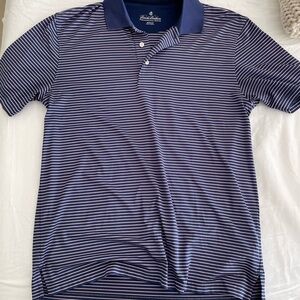 PGA Tour Men's Navy Striped Polo Shirt